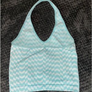 Pastel blue and white crop top perfect for summer time